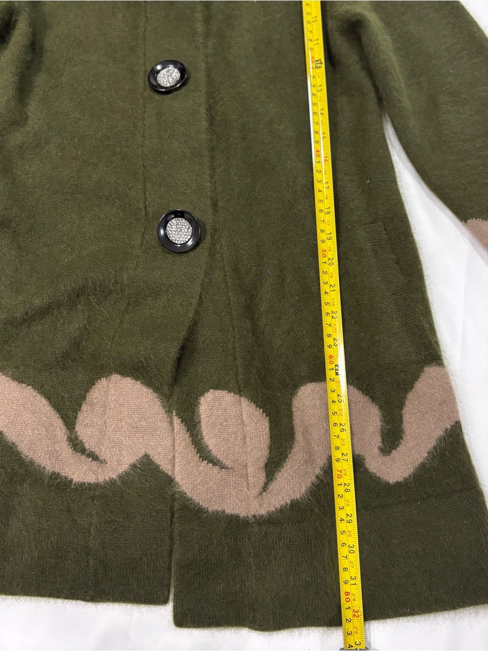 Riccos 100% Mink Cashmere Hooded Sweater Duster Cardigan XL Button Down Green - Picture 10 of 16